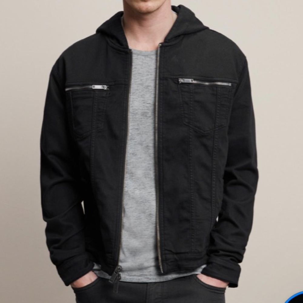 Black John Varvatos Hooded Jean Jacket